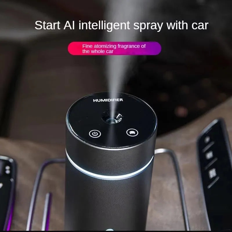 Aluminium car air humidifier and essential oil diffuser with 260ml tank and USB cable