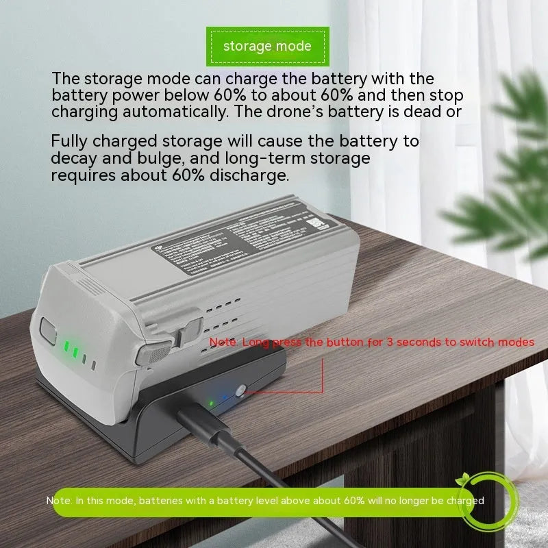 Black DJI Air 3 USB charger, 86g, 7x5.2x2.5cm, with USB-A to USB-C and USB-C to USB-C cables