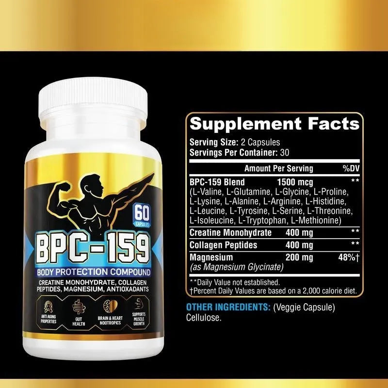 Body supplements capsules in bottle packaging for energy support with standard specifications