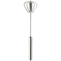 Semi-automatic stainless steel egg beater whisk with hand pressure rotating handle, 10 steel wires, silvery colour