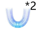360 degree U-shaped electric toothbrush with blue light, food grade silicone bristles, and USB charging cable
