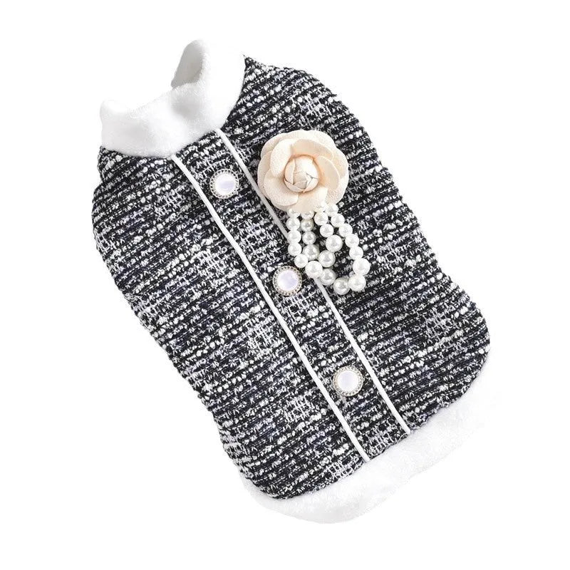 Black and purple PU cat sausage jacket shown in eight sizes for small and medium felines