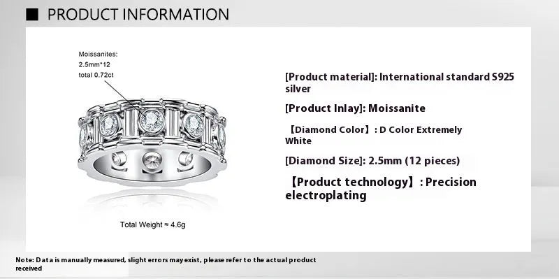 Roman column design 925 silver moissanite ring for women platinum colour electroplated finish