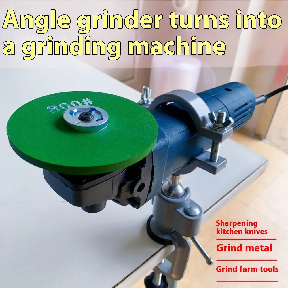 360-degree rotating clamp-on bench vise with tungsten steel construction showing single and double hole specifications