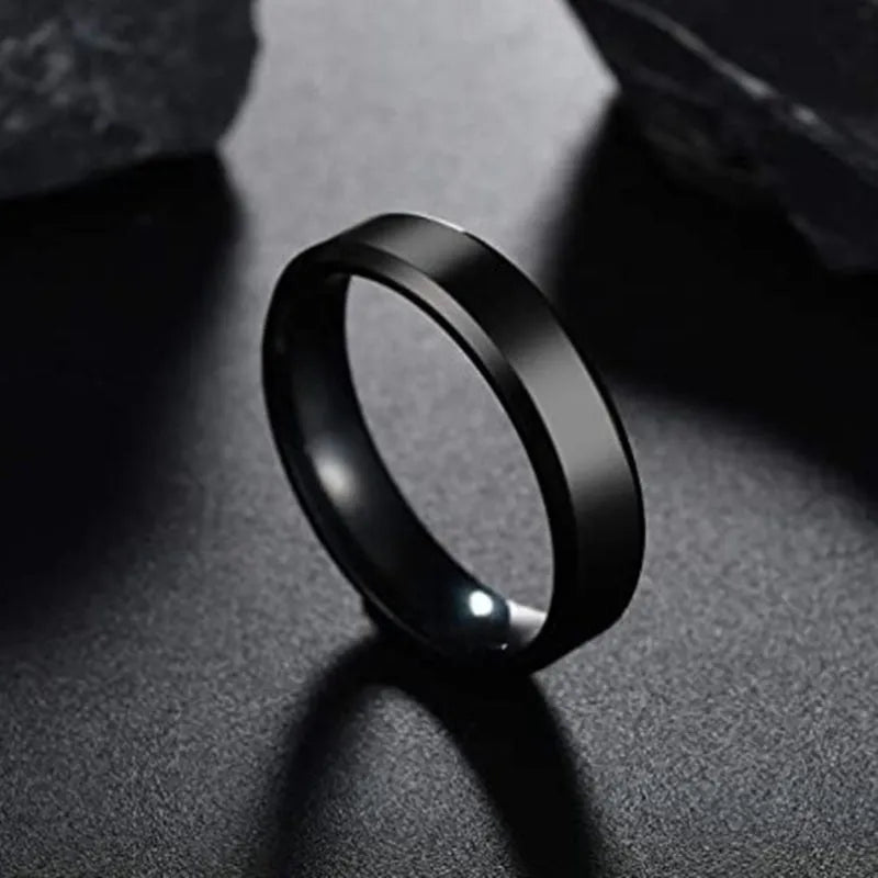 Titanium steel ring with 6mm band width in silver finish on neutral background