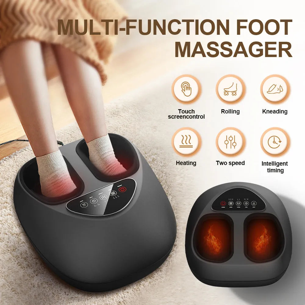 3-in-1 foot massager with air compression and heat features removable washable cover and button controls