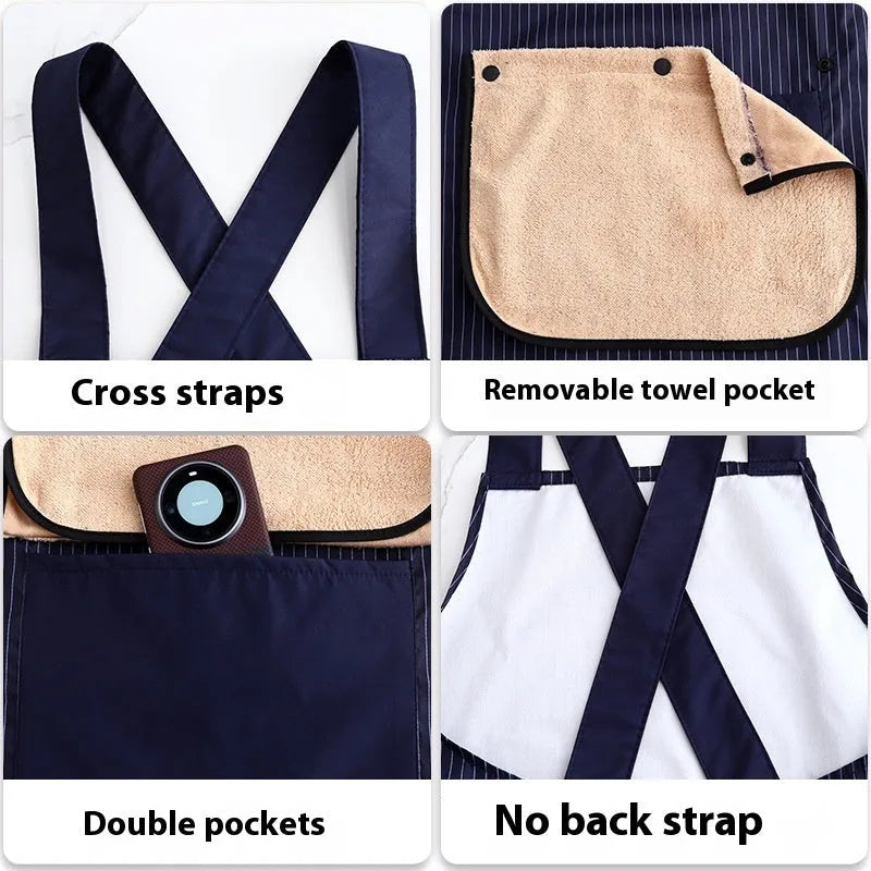 Waterproof polyester kitchen apron in multiple colour options for household cooking protection