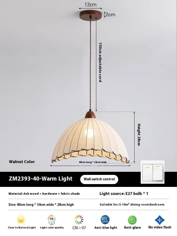 Retro fabric iron chandelier adjustable 1.5m drop height three light colours dining room