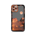 Sunset Clouds design TPU protective case for iPhone on a blue gradient background.