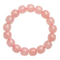 Natural pink crystal barrel bead bracelet geometric design 8x10mm