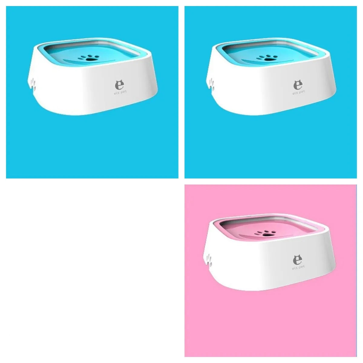 1.5L grey anti-overflow floating water bowl for cats and dogs with non-slip base