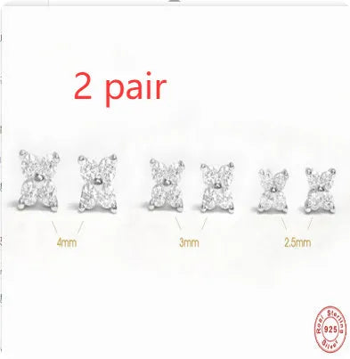 S925 sterling silver petal-shaped stud earrings with crystal flower details in gold or platinum finish