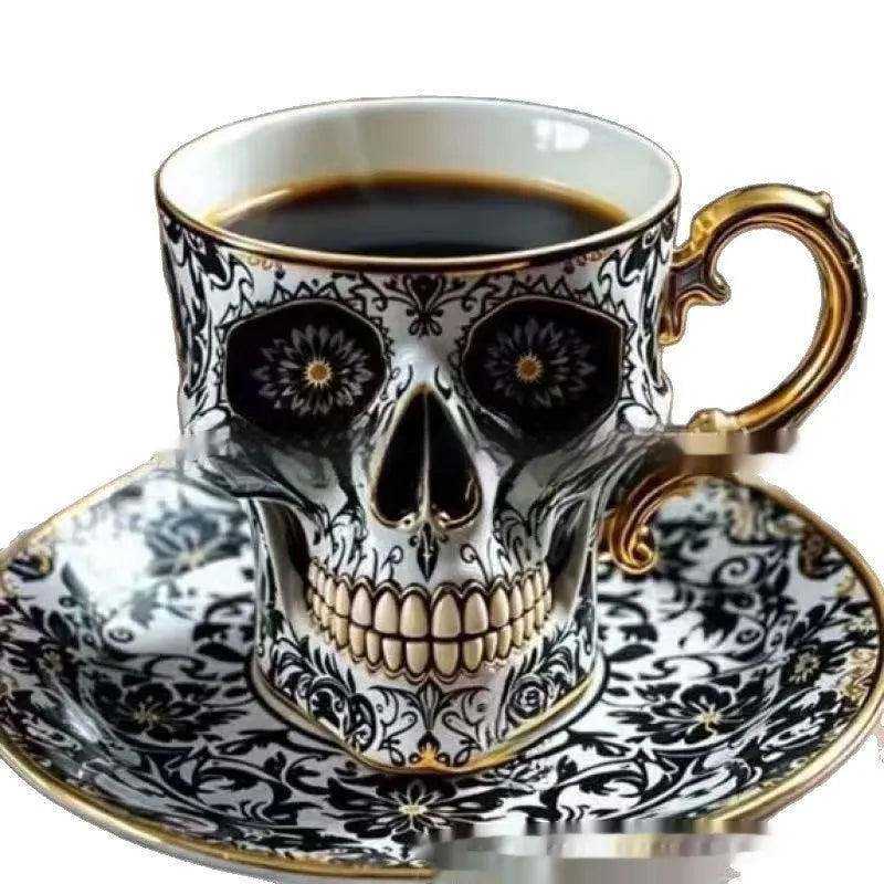 Resin Halloween cup in human skeleton design European style with plate option