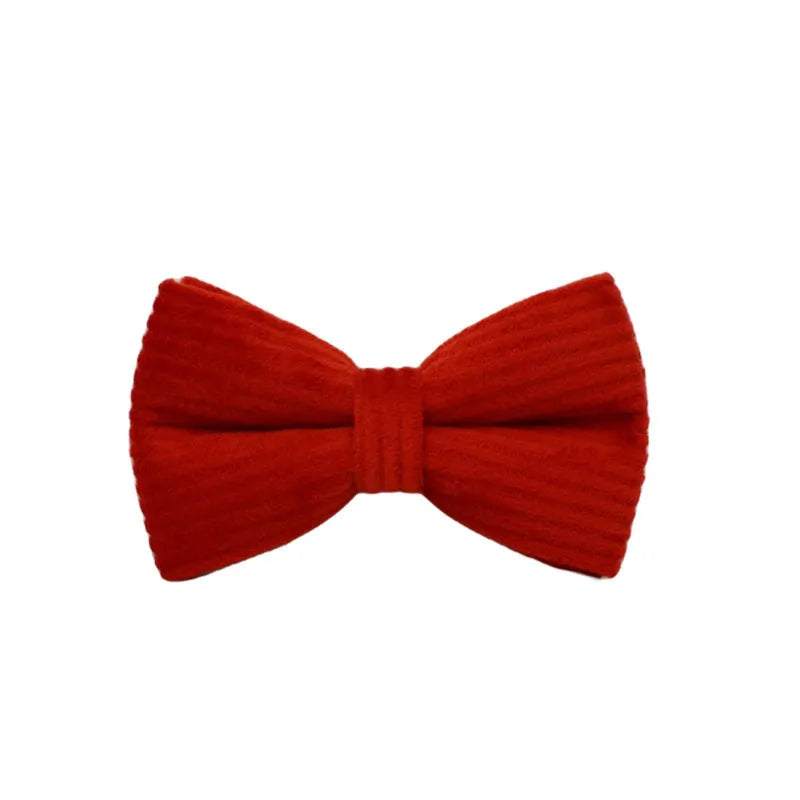 Corduroy dog collar and matching accessories including leash, vest, bow tie, and poop bag holder