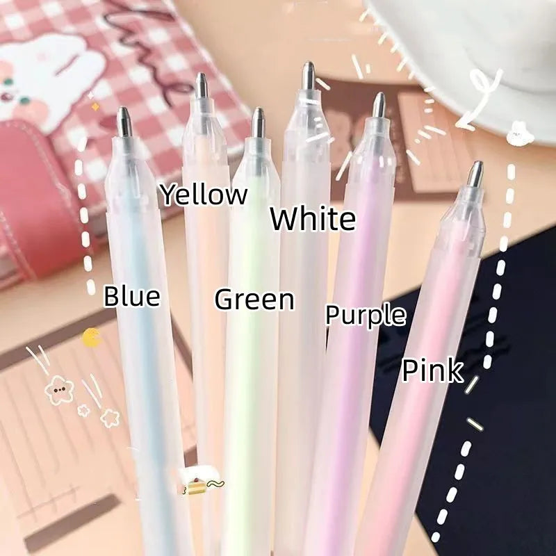 Macaroon coloured quick-dry dispensing pen with cap-pulling design