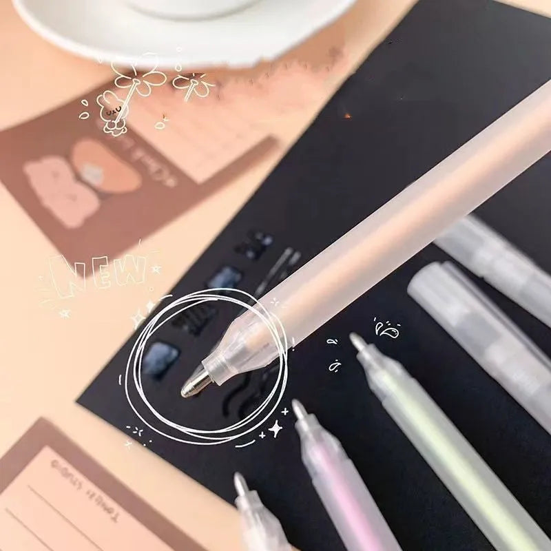 Macaroon coloured quick-dry dispensing pen with cap-pulling design
