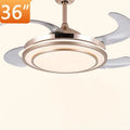 Full spectrum LED ceiling fan chandelier with invisible ABS blades in gold finish
