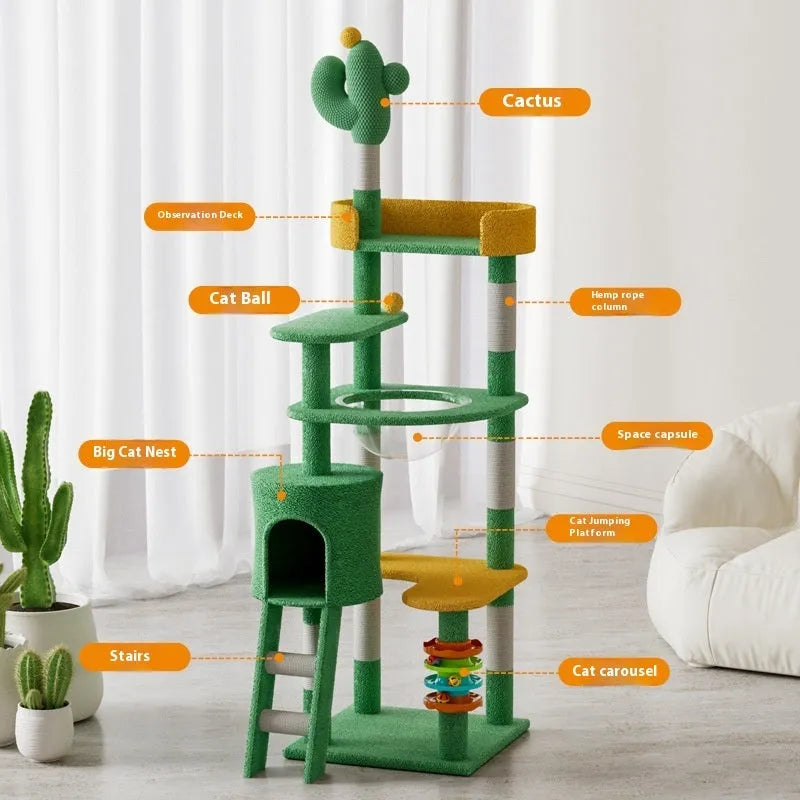 Cactus-shaped cat climbing frame large toy in density plate, pastoral style, X-15 and X-13 specifications