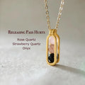 Minority simple pearl necklace with gold titanium steel chain and inlaid pearl pendant on plain background