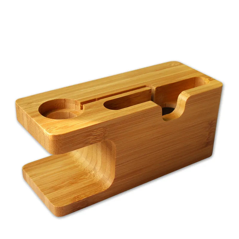 Bamboo smartphone stand 149mm desk organiser with carved wooden phone holder