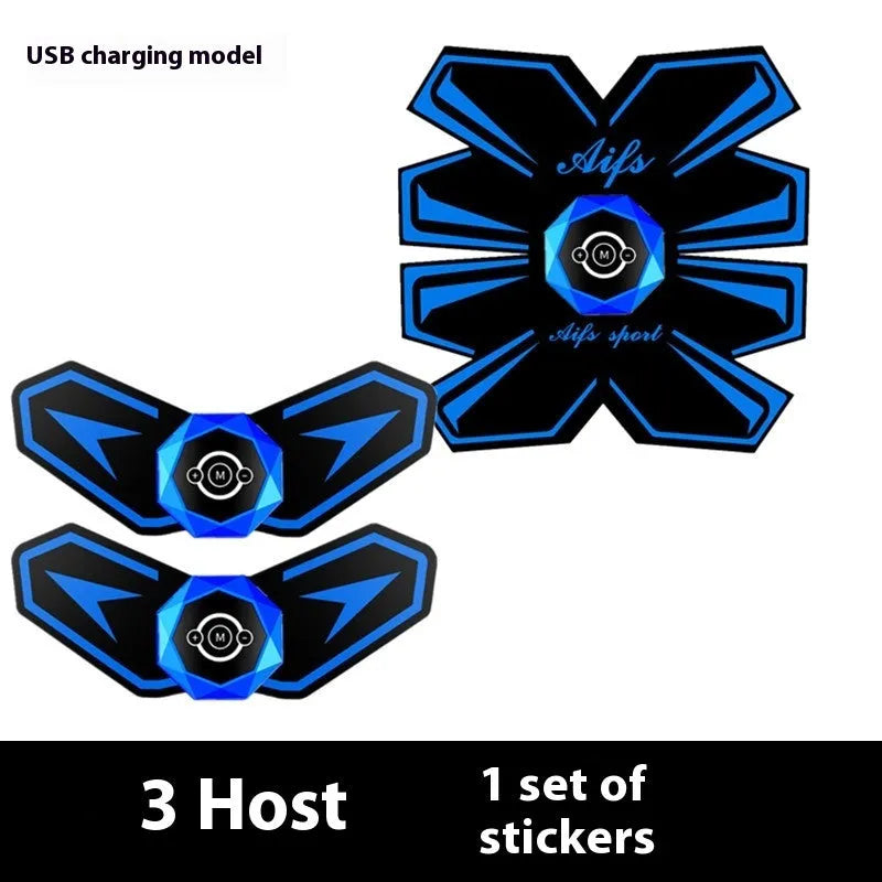 Eight-piece abdominal muscle waist reduction body sculpting massage patch set showing multiple colour options