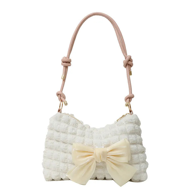 Women's single shoulder canvas handbag with phone compartment in horizontal square shape