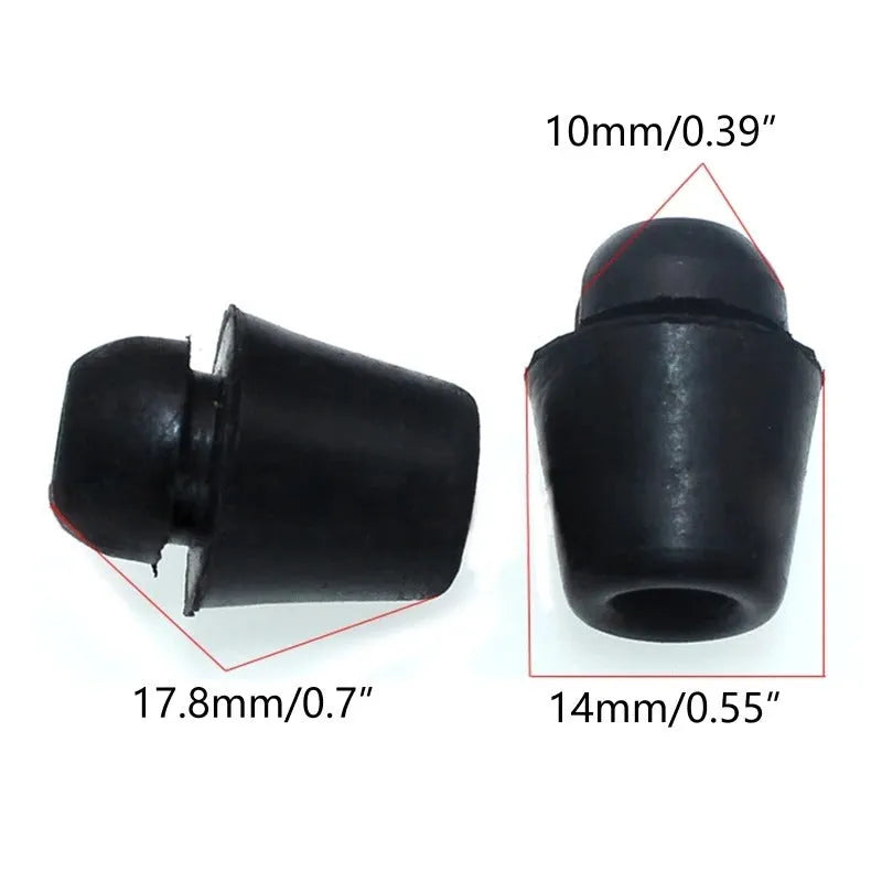 Black rubber automotive buffer clips for shock absorption between vehicle components