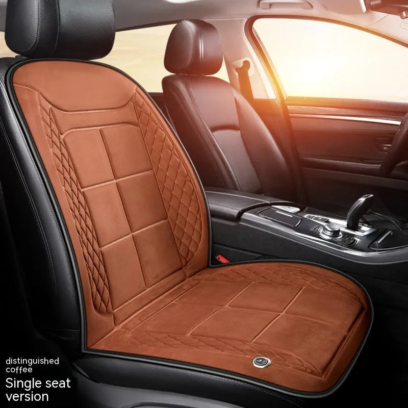 Car heating cushion with auto temperature function and cotton filling in beige, black or coffee brown colours