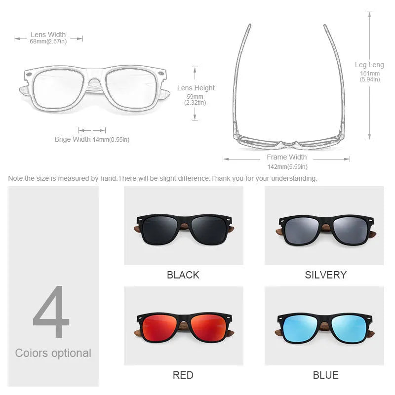 Polarized sunglasses with bamboo and wood frame details in Gray colour, box style design