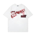 Letter affixed cloth embroidered printed short sleeve men's top in pure cotton black colour