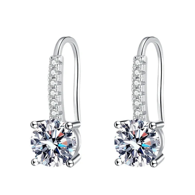Moissanite S925 sterling silver U-shaped earrings with high carbon stone and moissanite for women