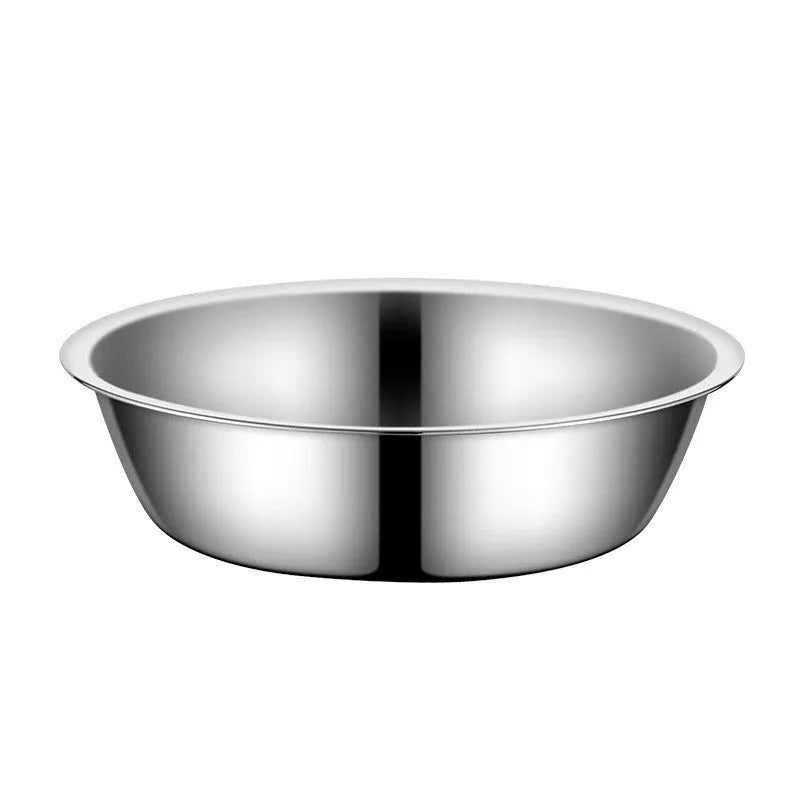 Stainless steel pet bowl with non-slip base, shown in one of five available sizes for dogs and cats.