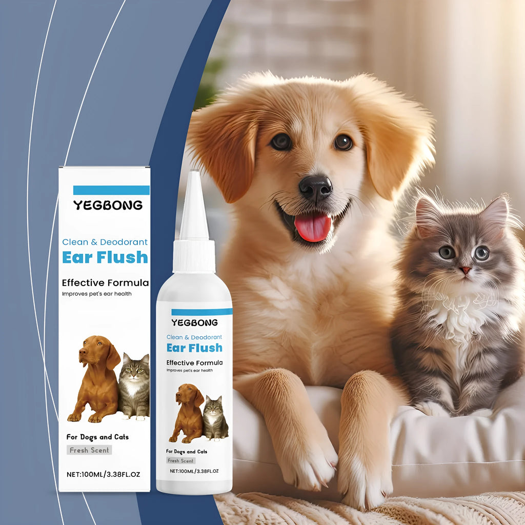 100ml bottle of gentle ear cleaner for wax removal in dogs and cats