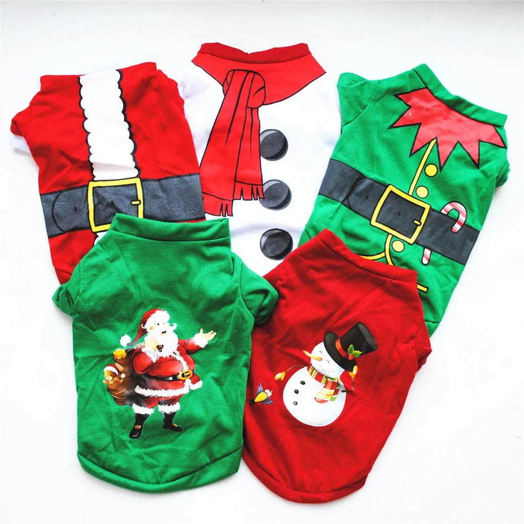 Dog Christmas costume cotton sweatshirt vest in festive style, available in sizes XS to L