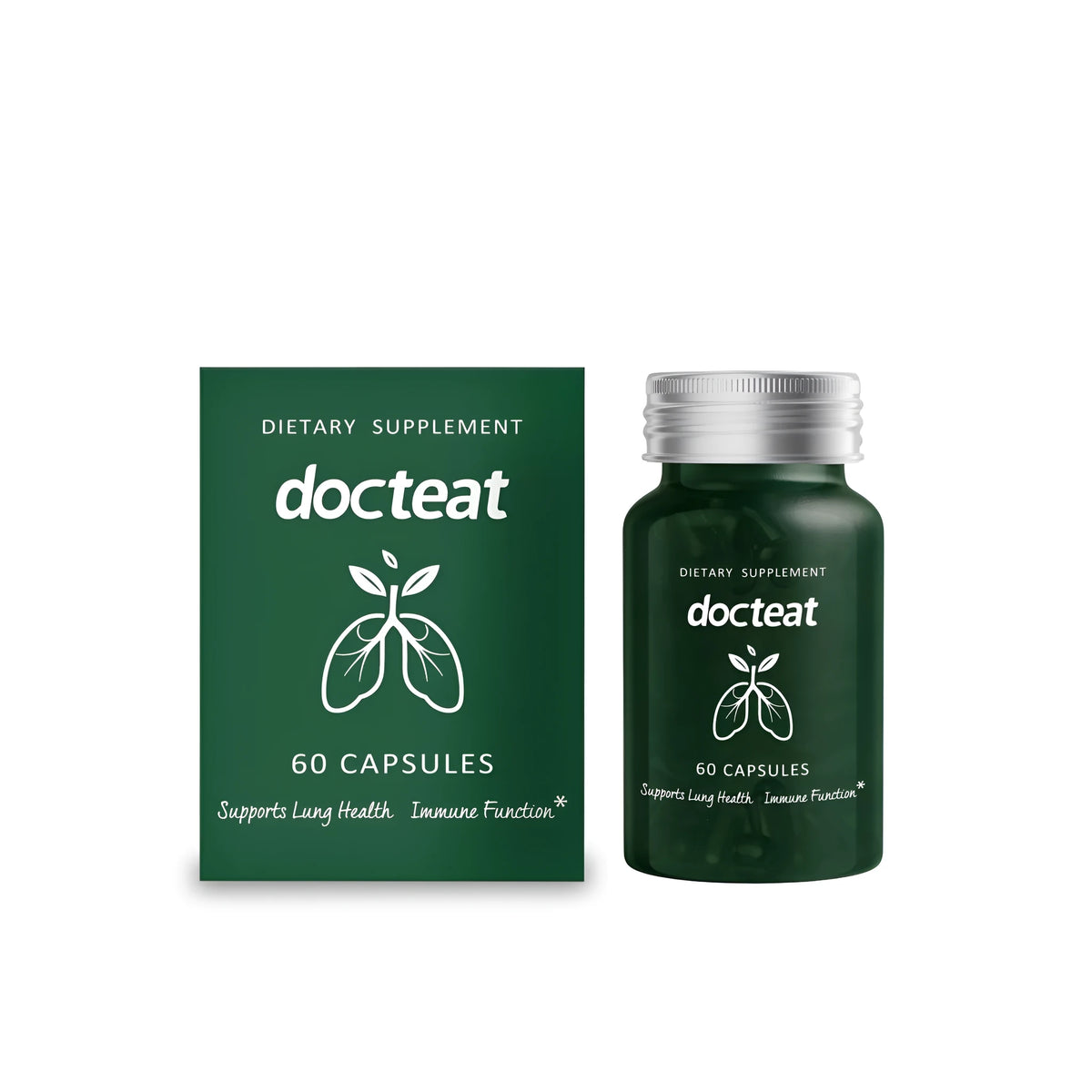 Dietary supplement capsules with verbena officinalis, elderberry and pine bark extracts in 60-capsule pack