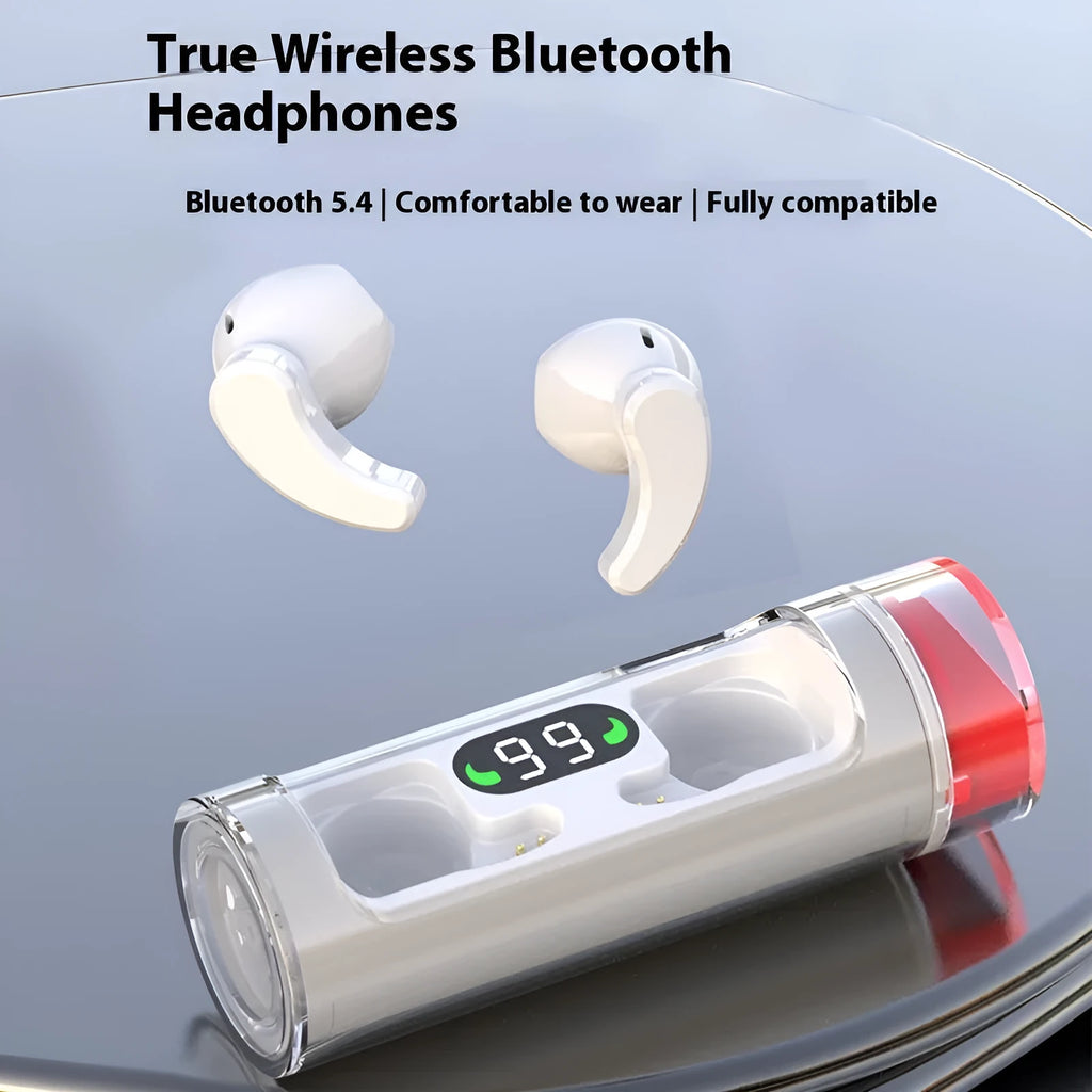Transparent Bluetooth headset binaural sports earplugs with breathing light and digital display