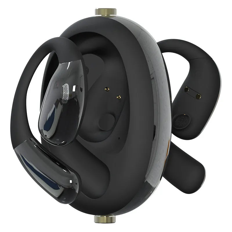 Wireless AI translation noise-reduction Bluetooth headset with ear hook in black colour