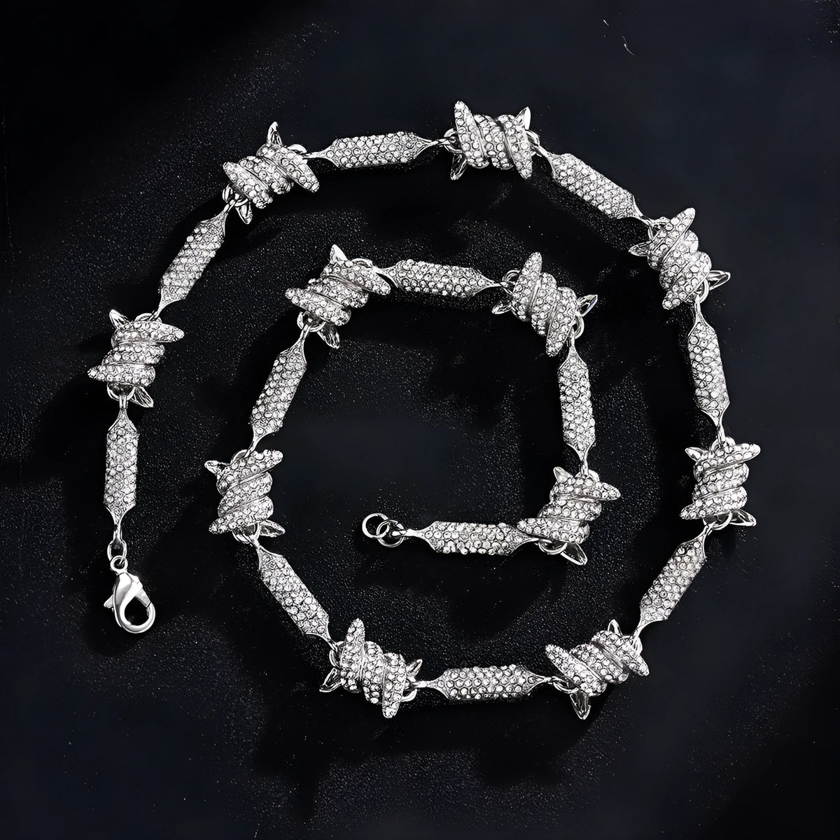Cuban chain bracelet or necklace in gold or silver alloy with 3D solid pave links, 8 inch bracelet and 18-24 inch necklace lengths