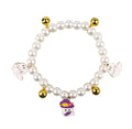 Decorative Halloween cat collar with simulated pearls and pumpkin charm in purple ghost design
