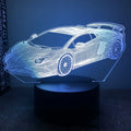 Sports car shaped USB bedside lamp with touch and remote control, 16 colour changing effects