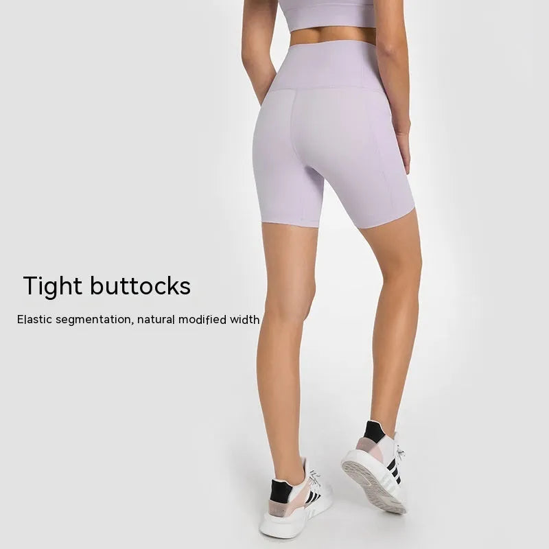 Women's cotton blend sports shorts in black with super stretch fabric and mid-length design