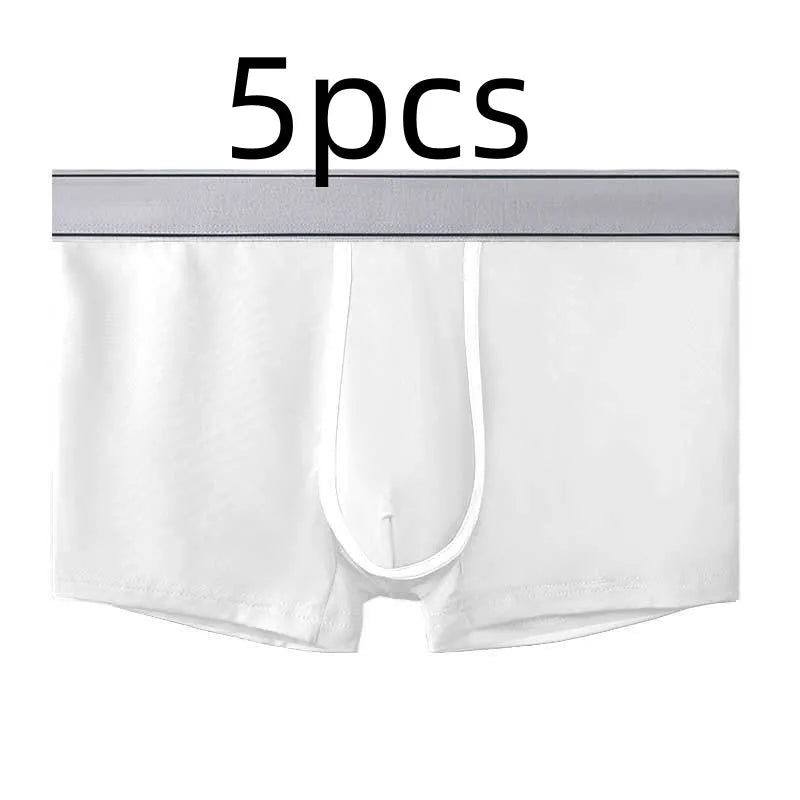 Men's ice silk ultra thin transparent sports underwear in black, white, sapphire blue, medium green, smalt, and gray
