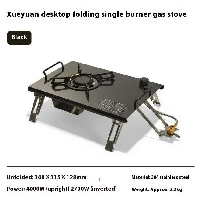 Outdoor camping portable foldable gas stove with black IGT bag and built-in ignition