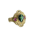 Golden lvzuan gold-plated geometric women's ring showing electroplated finish and contemporary design