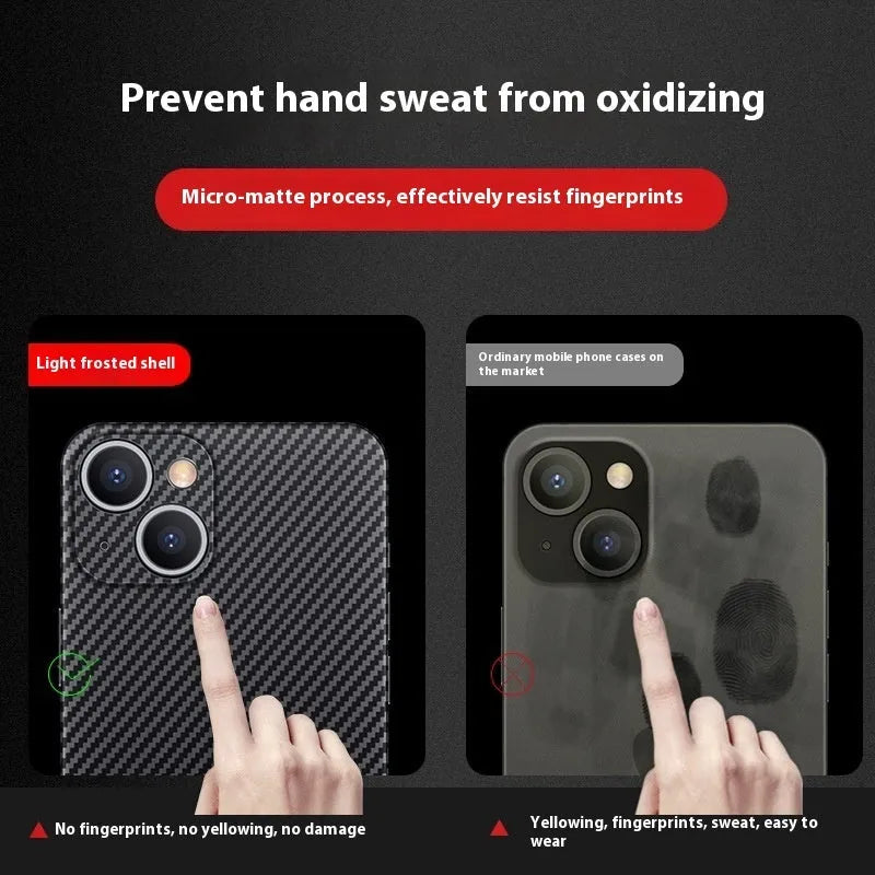 Black carbon fiber pattern ultra-thin hard shell phone case for iPhone, anti-fingerprint finish