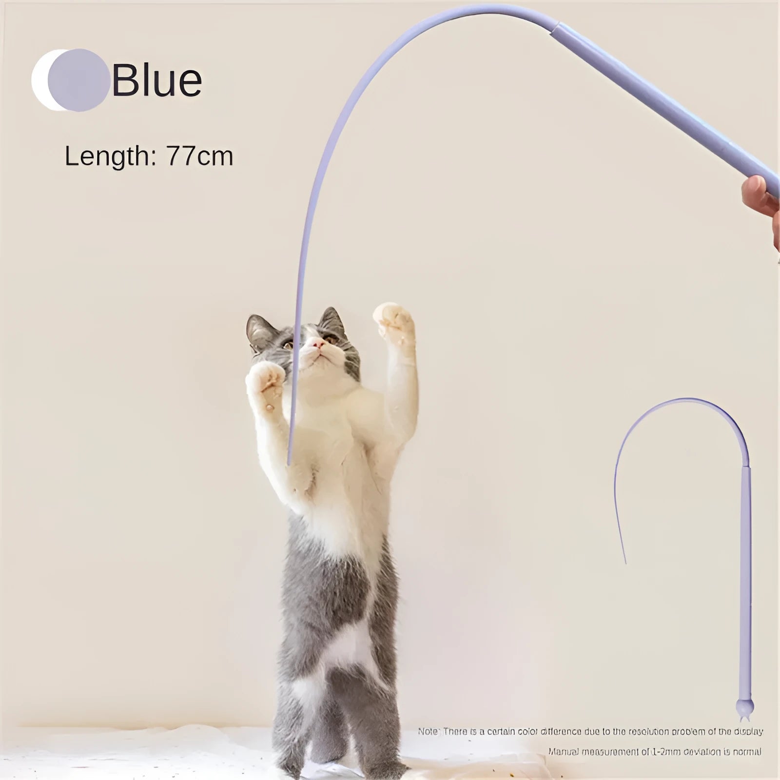 Simulated mouse tail cat teaser stick with 80cm silicone tail and cat head design