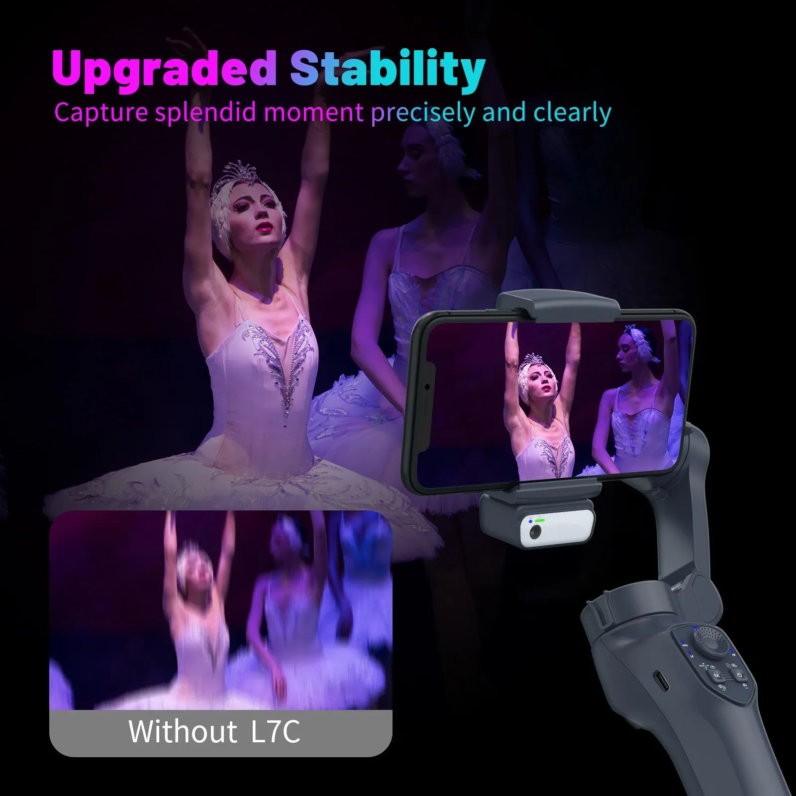 RK series foldable handheld gimbal stabiliser in gun metal colour with tripod head extended