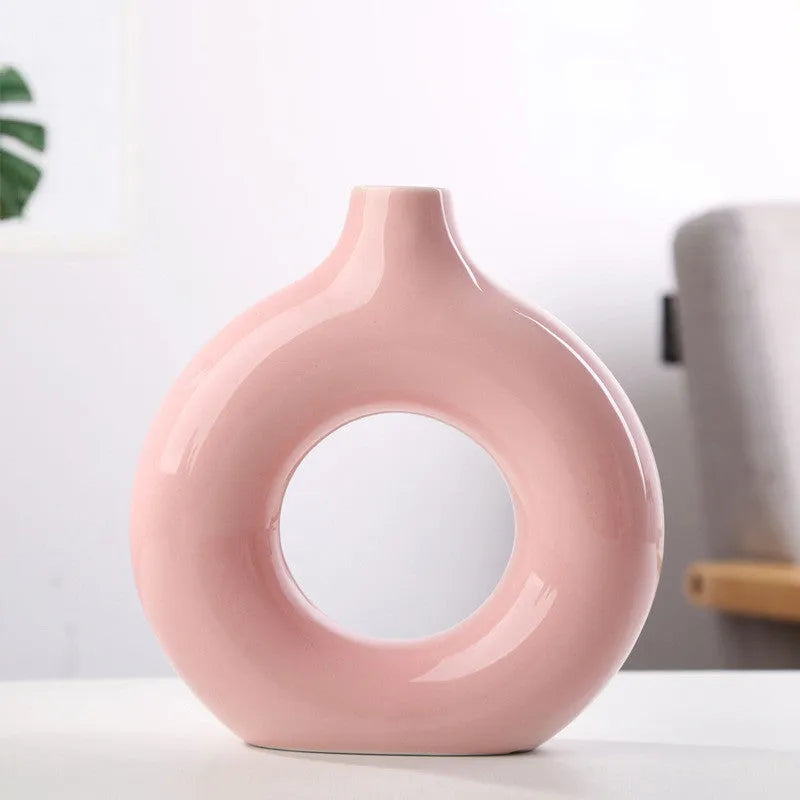 Porcelain biscuit vase with frosted texture for flower arranging in modern design
