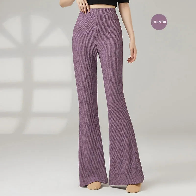 Women's classical dance practice trousers in polyester fabric showing solid colour design for body training