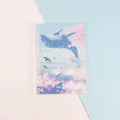 Children's hand-ledger notebook with hardcover showing animal designs including whale and fruit patterns